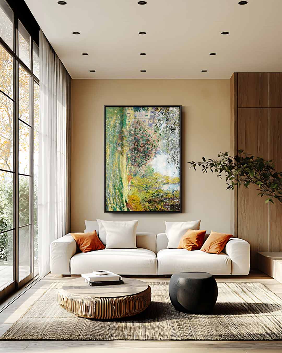 Tuinzicht Schilderij – staand kunstwerk voor modern interieur