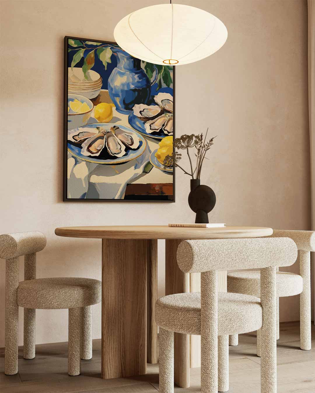 Elegant Oester Stilleven – canvas wanddecoratie in portret formaat