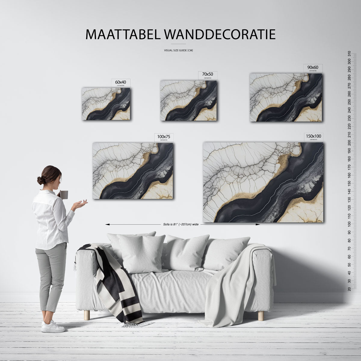 Organische lijnen – Lijnen – moderne liggende wandkunst