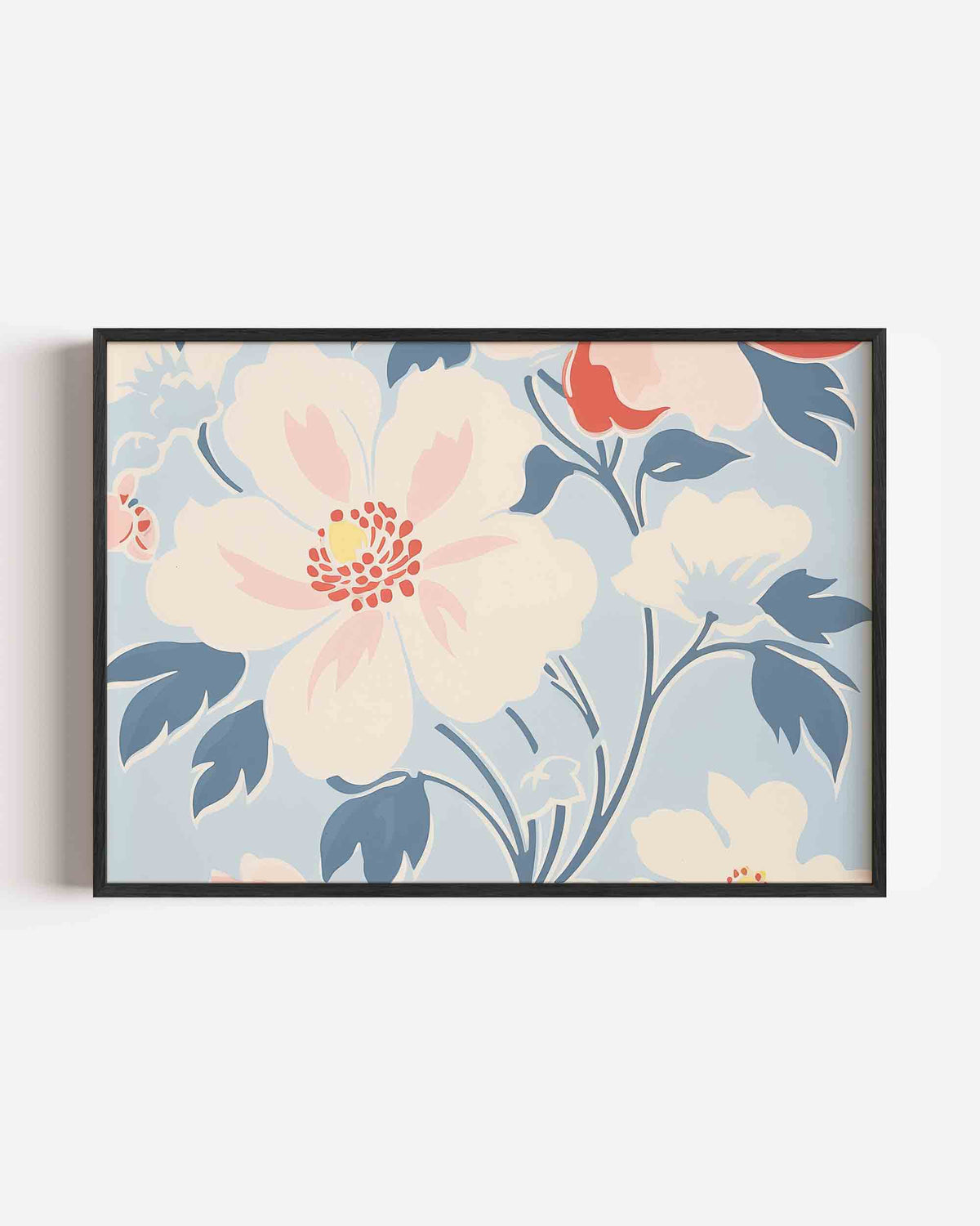 Bloemen en bladeren – bloemen landscape poster als wanddecoratie