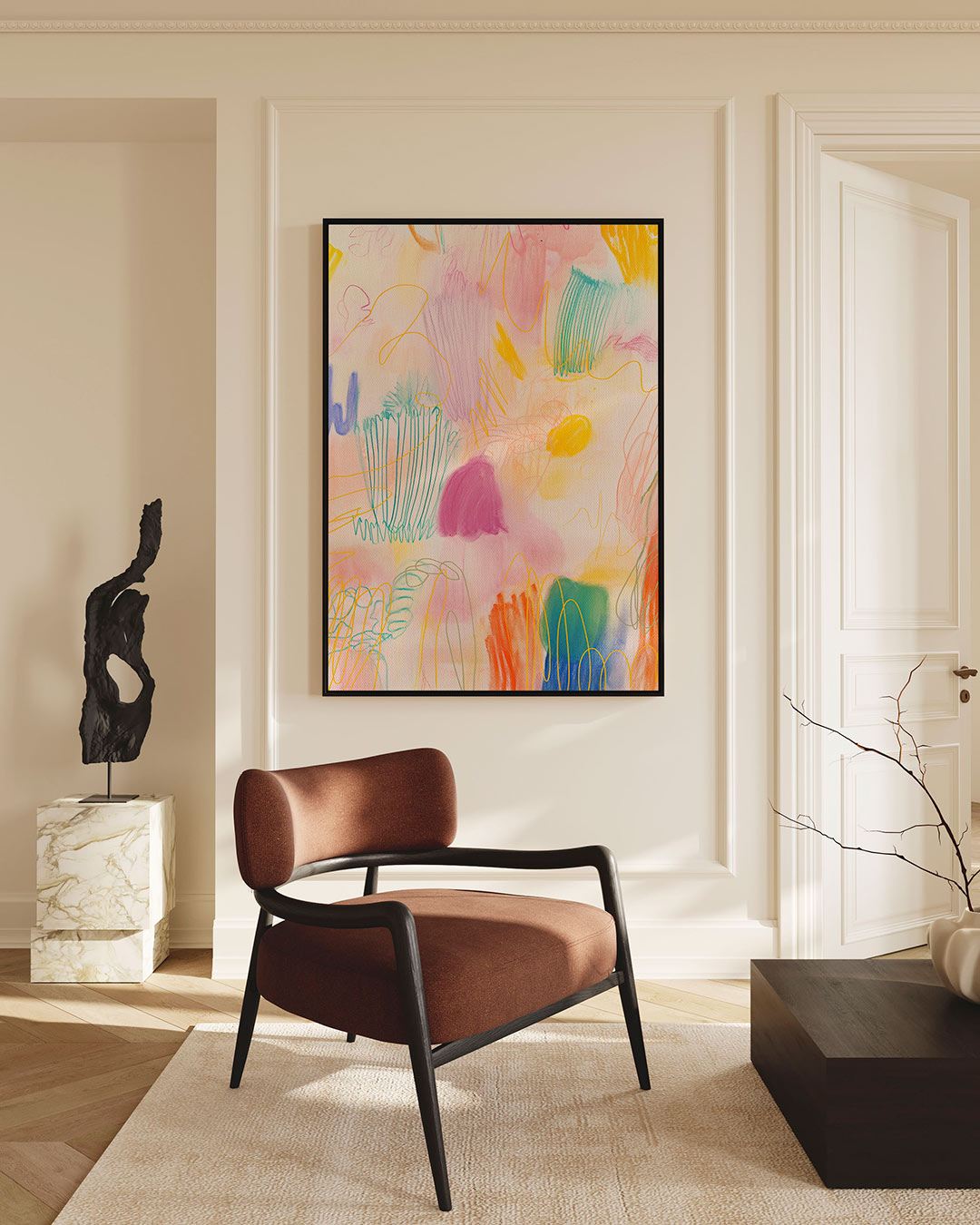 Kleurrijke vormen – staand wanddecoratie kunstwerk