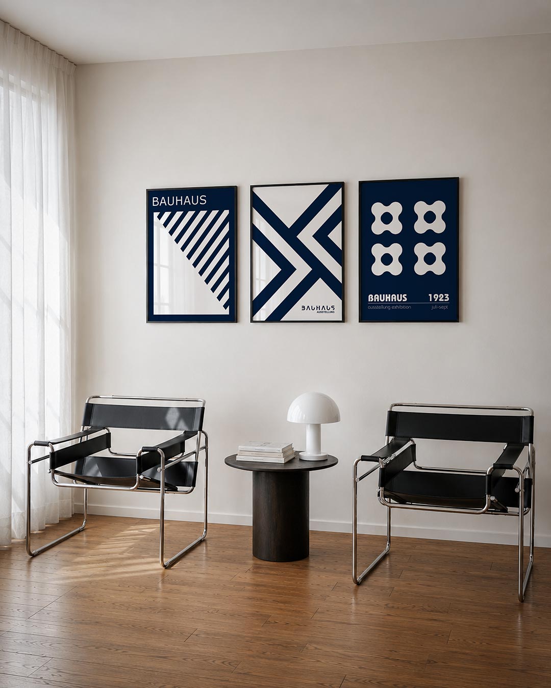 Lijnen en vlakken driedelige posterset – deze posterset in drie delen toont een dynamisch lijnenspel van diagonale strepen in