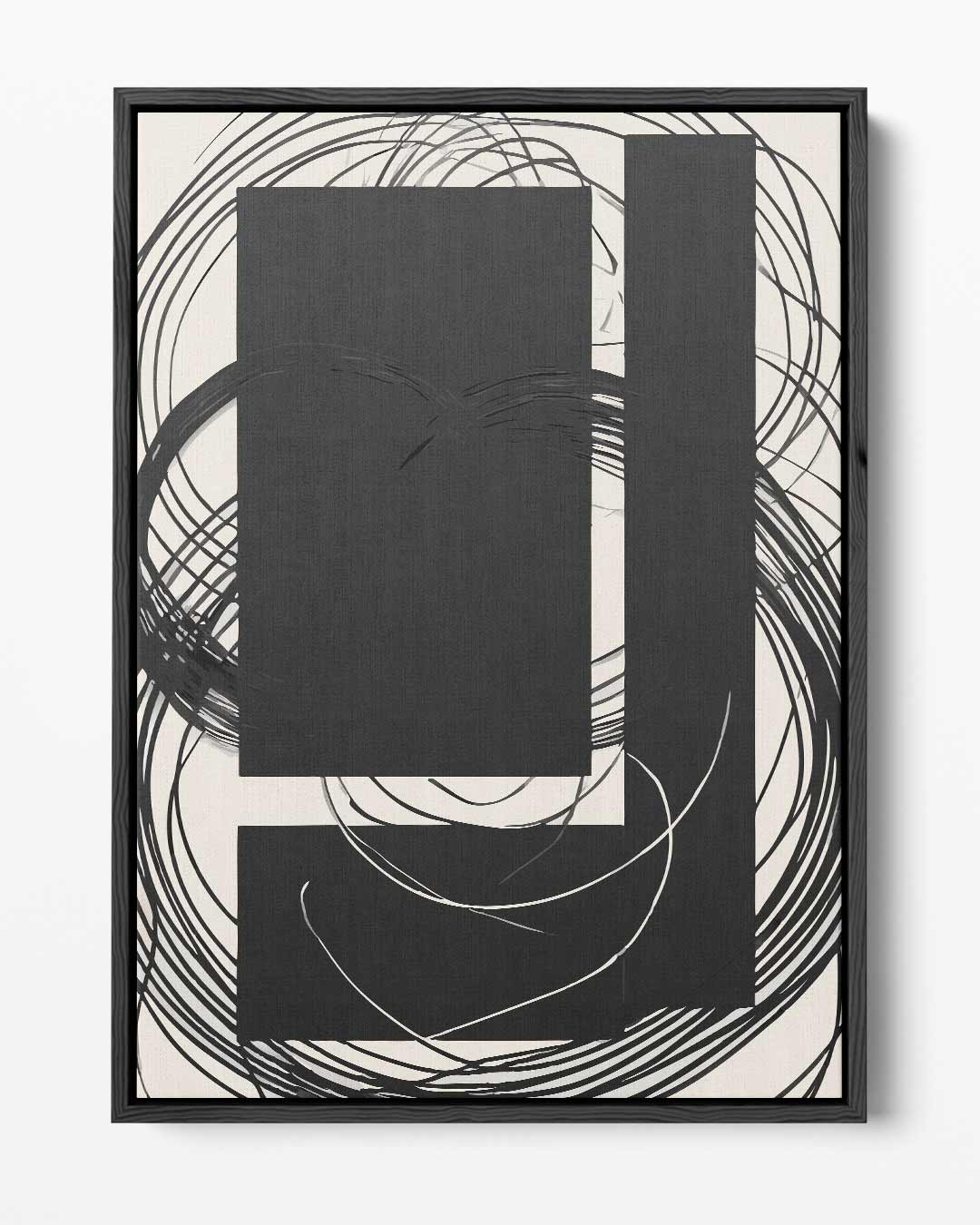 Abstracte Kringen in Zwart-Wit – portret kunstwerk als wanddecoratie