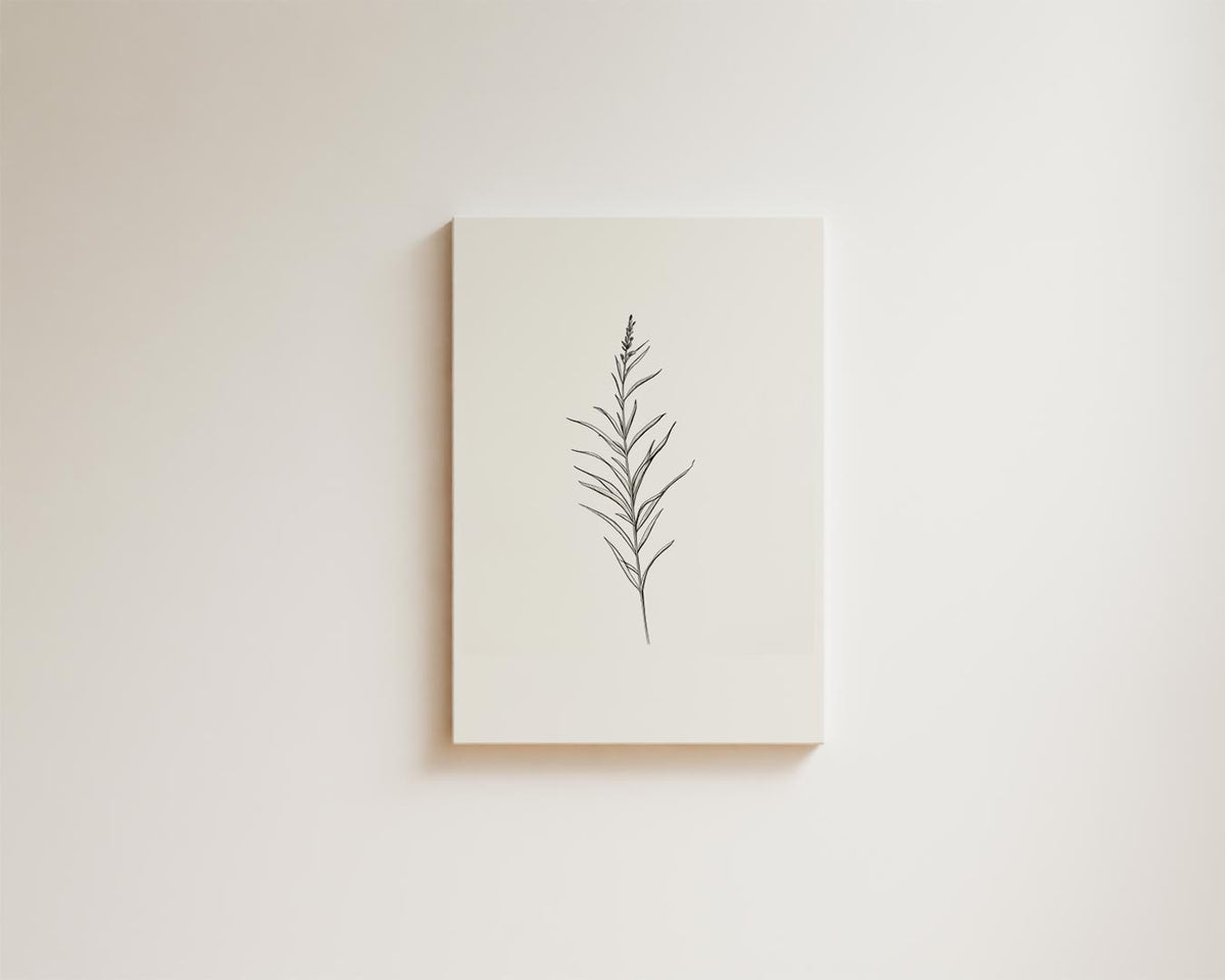 Minimalistisch Botanisch – kunstwerk met zwarte baklijst