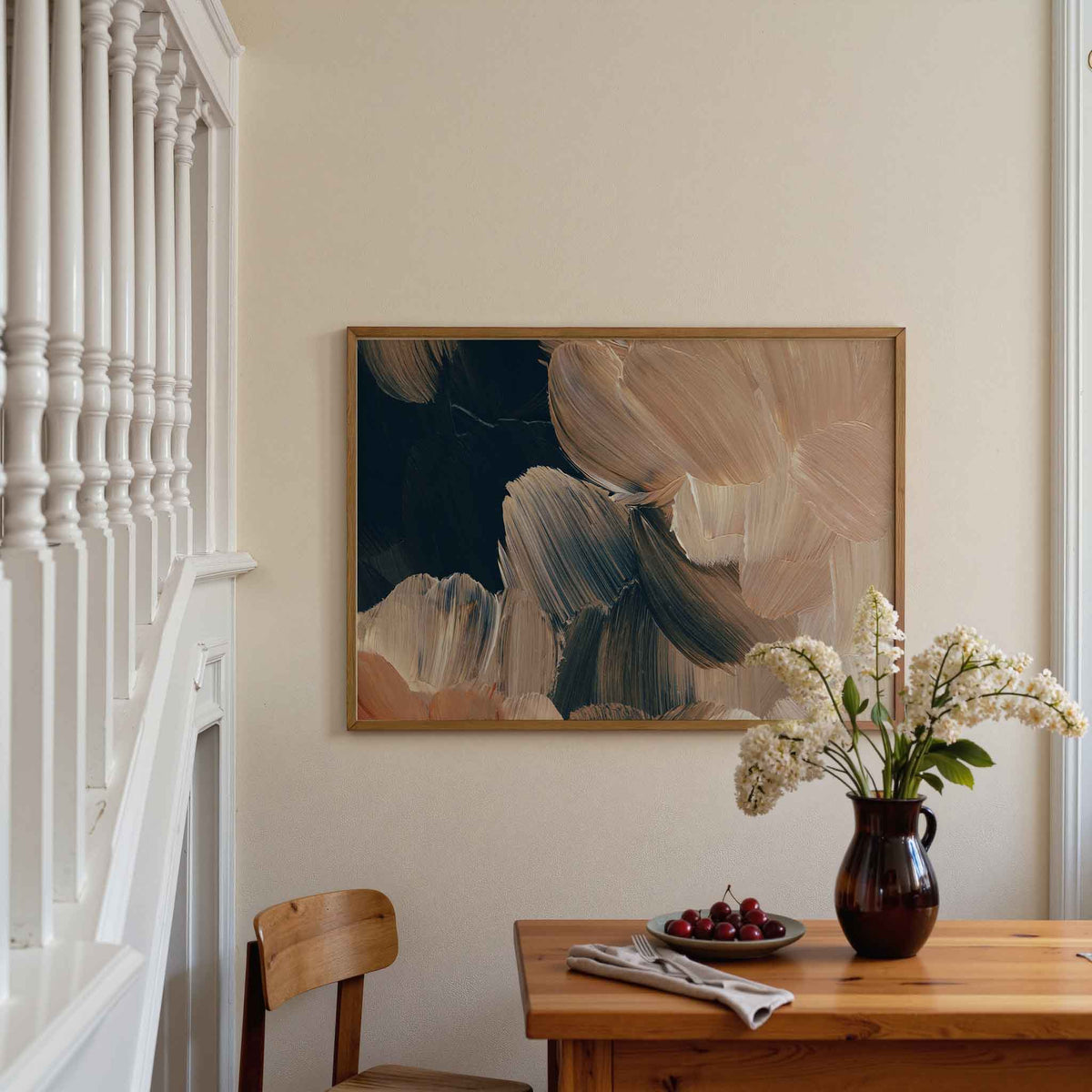 Abstracte penseelstreken – artistieke poster in liggend formaat