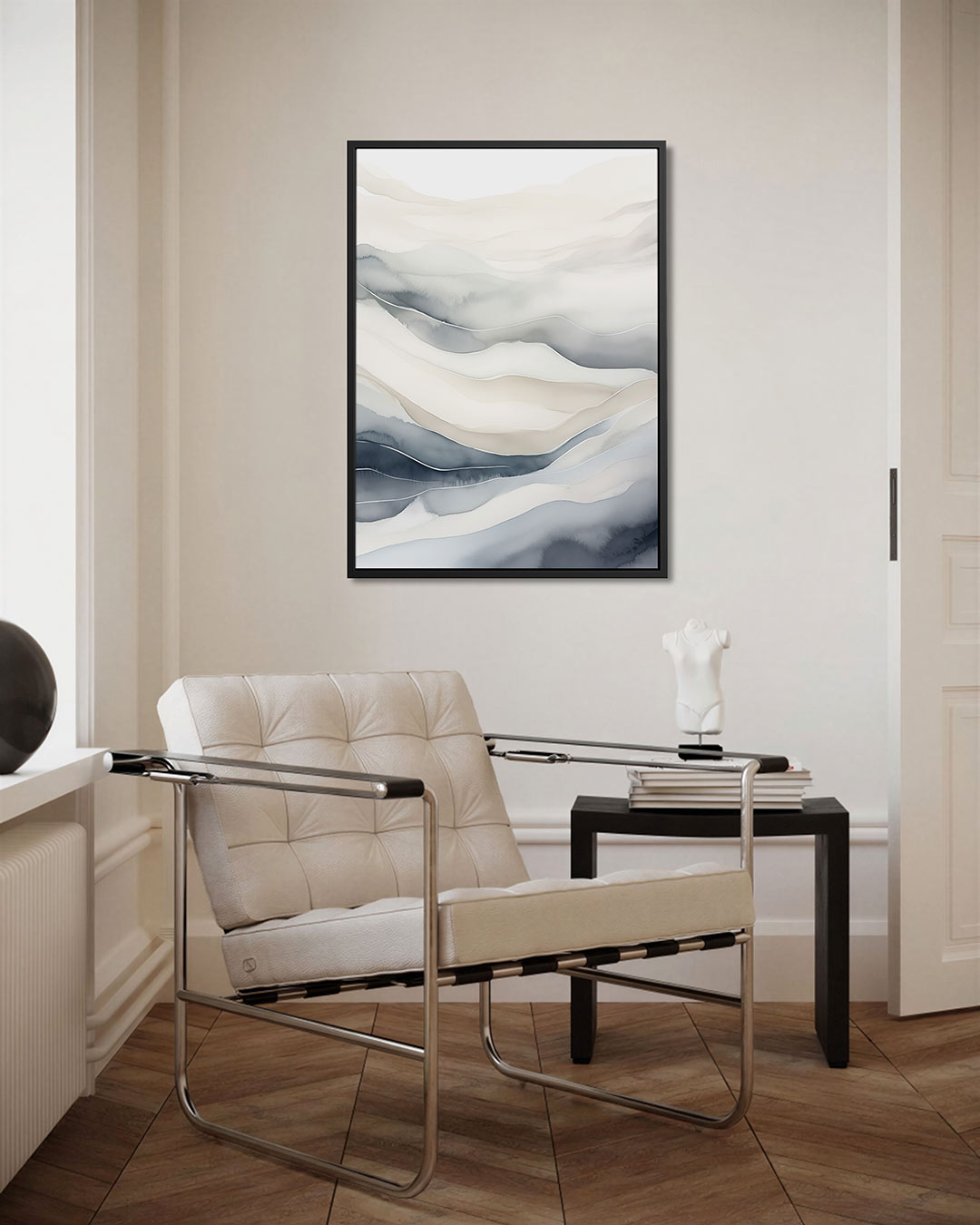Golvende lijnen landschap – staand wanddecoratie kunstwerk