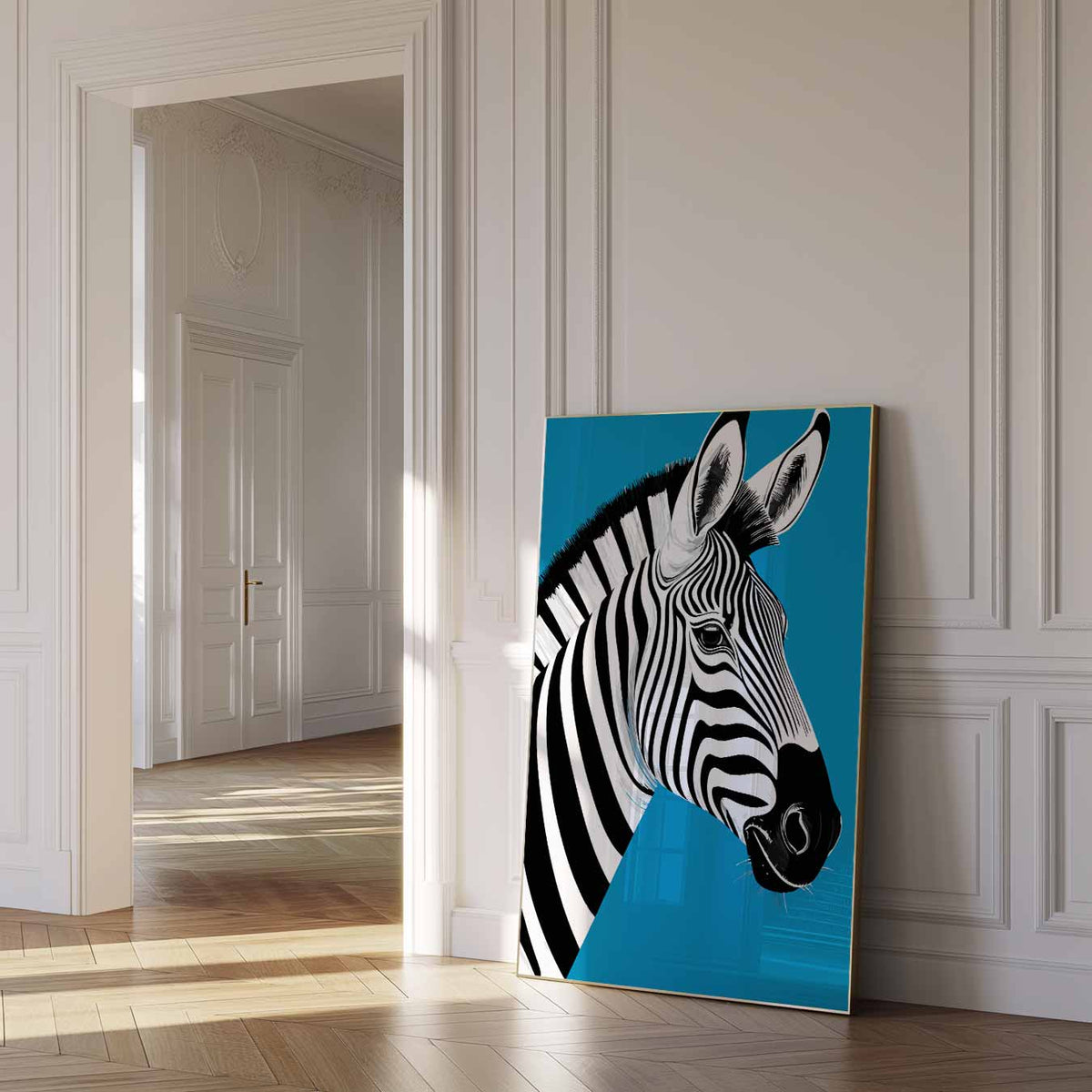 Stijlvolle Zebra Illustratie – dierenposter als moderne staande wanddecoratie
