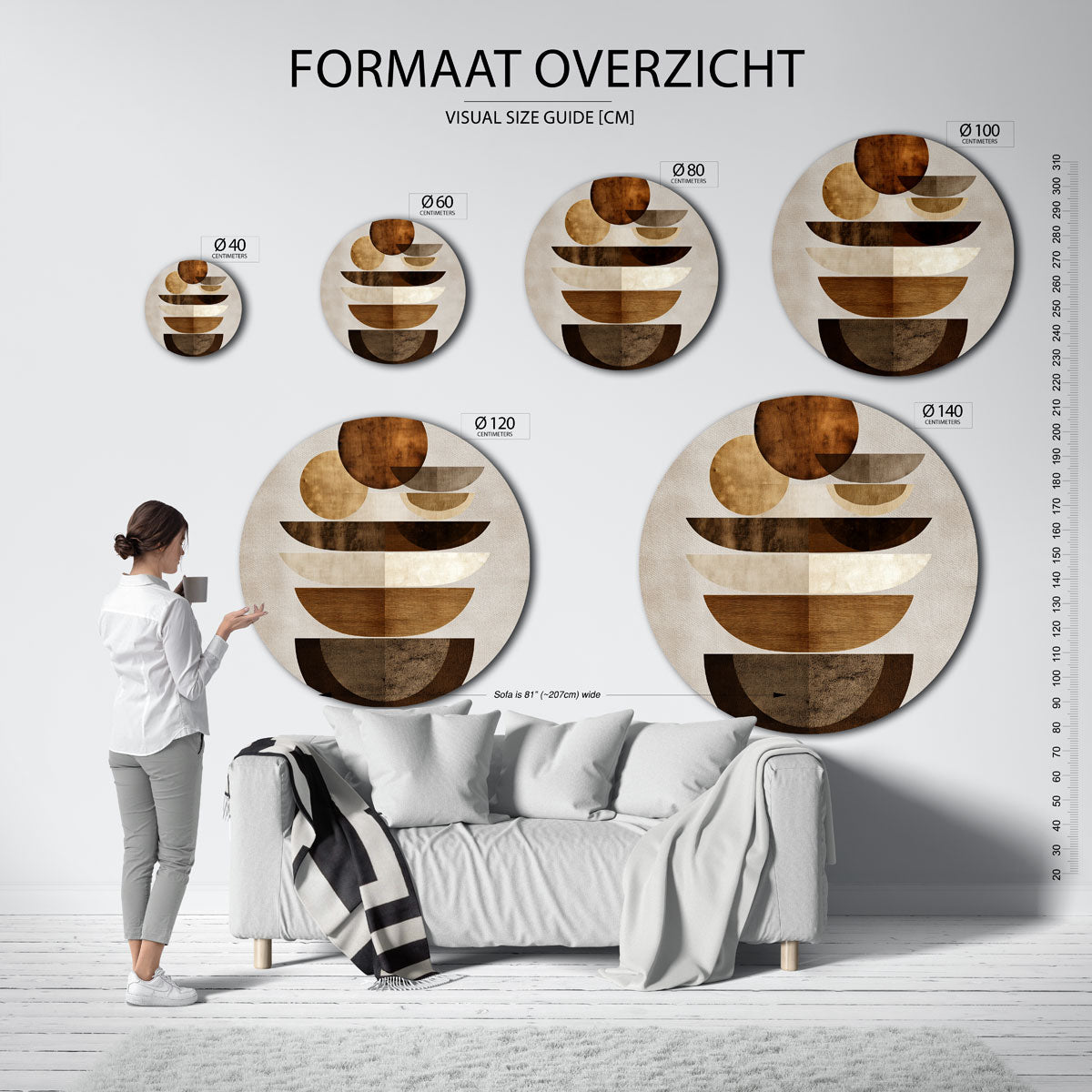 Geometrische vormen – moderne ronde muurdecoratie met abstracte vormen