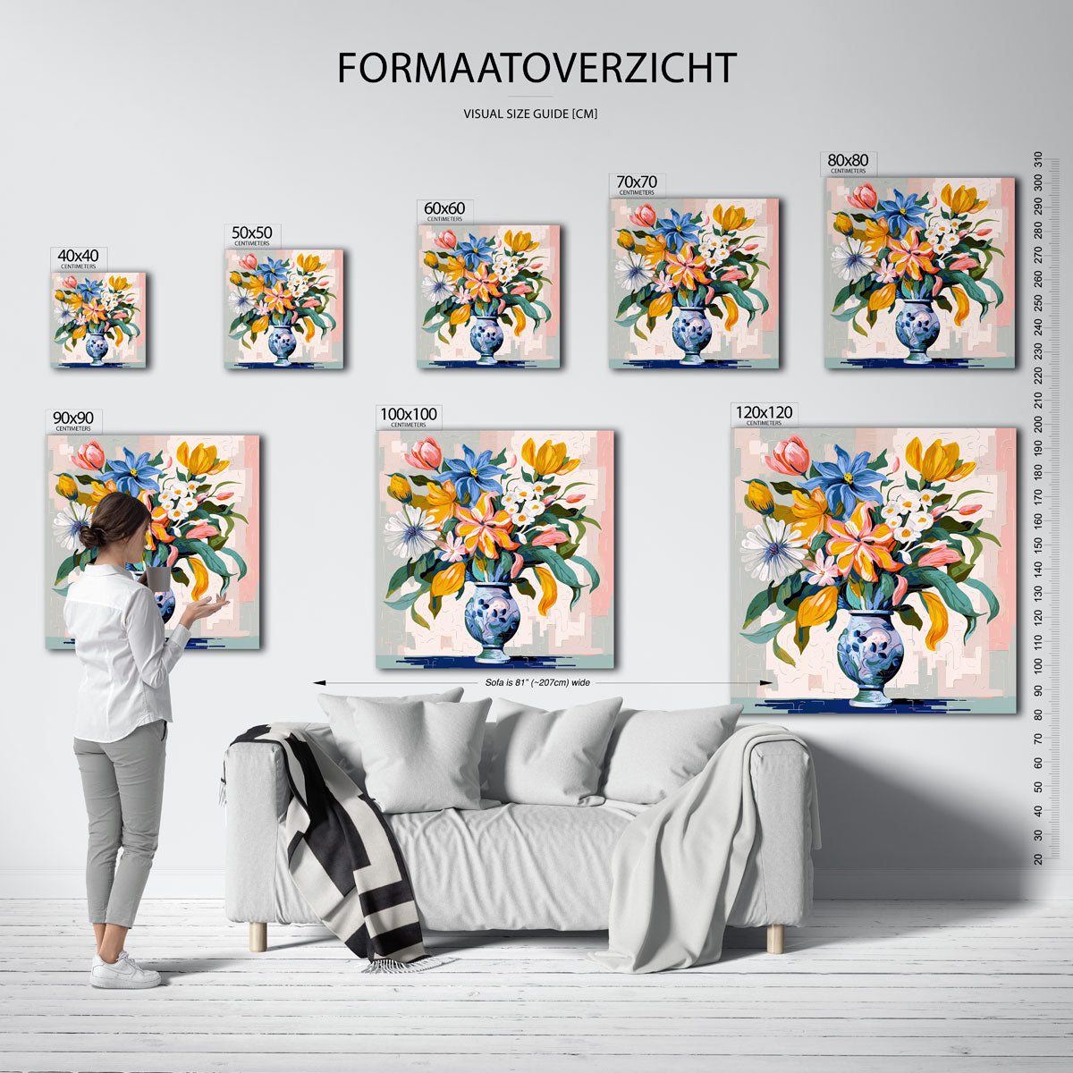 Bloemen in vaas – vierkante muurposter met bloemen