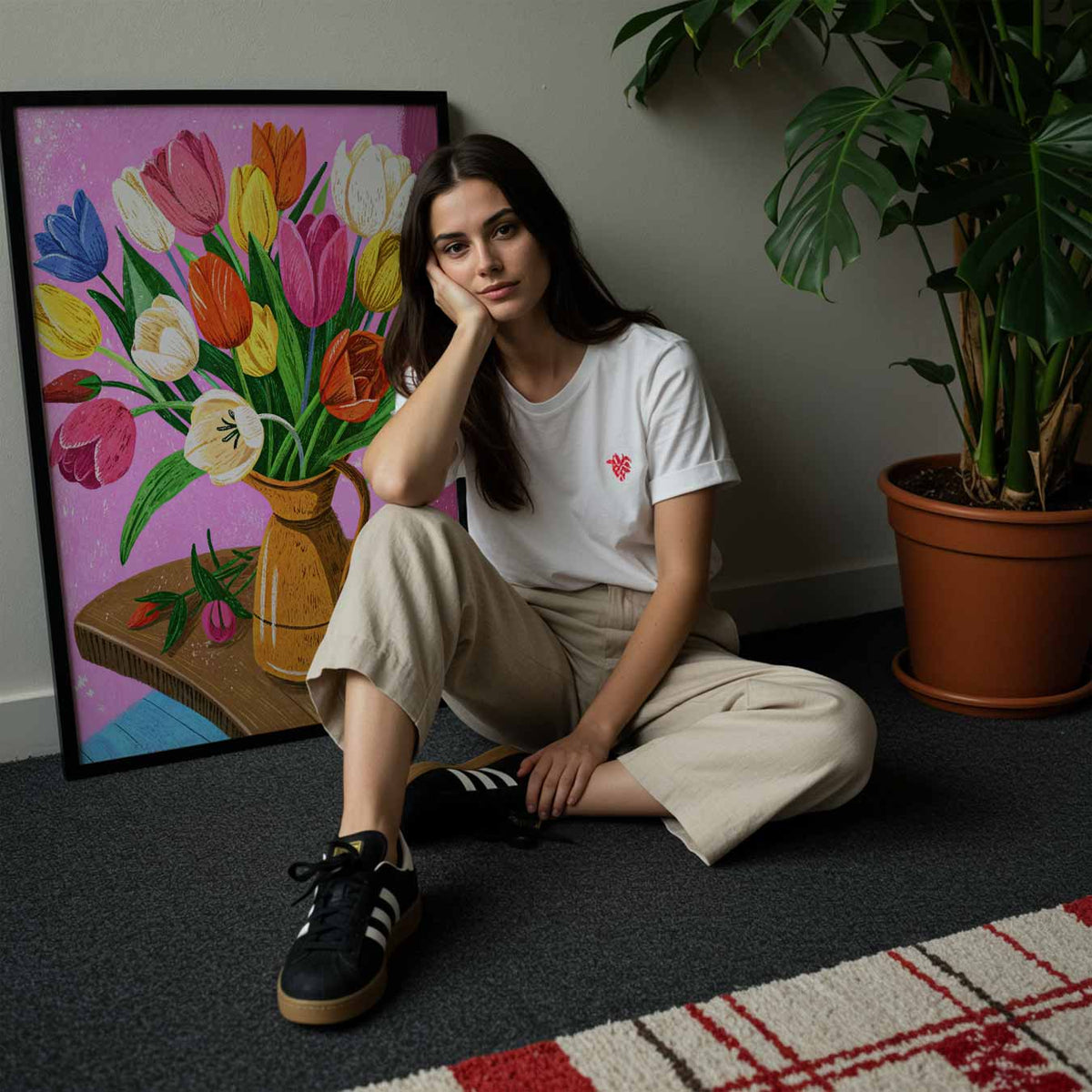 Tulpenpracht – staande muurposter met bloemen