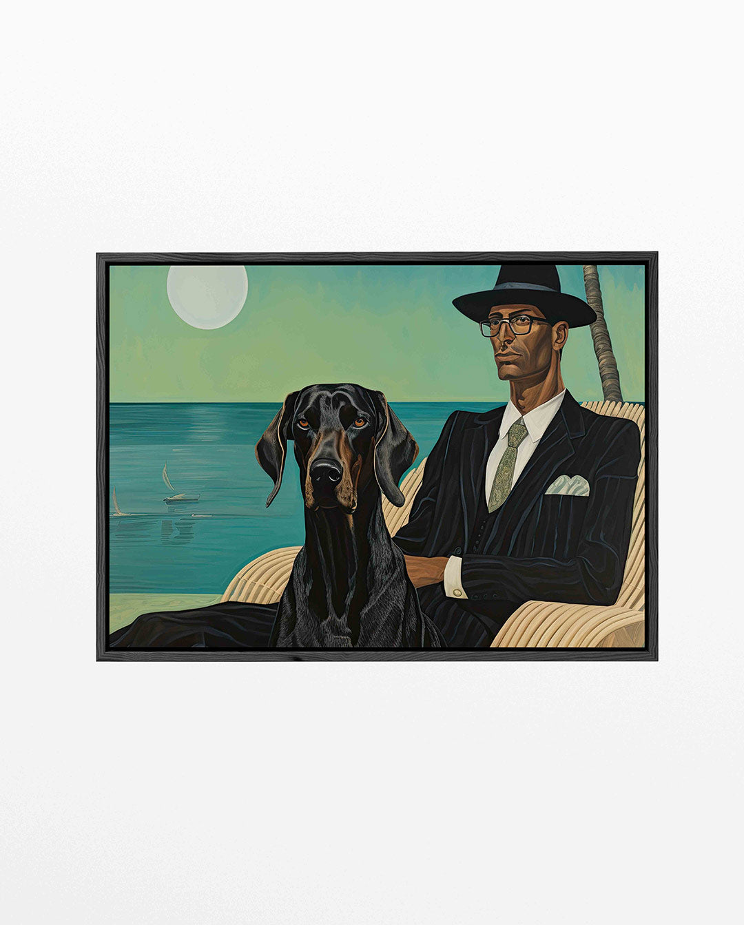 Man met hond – liggend wanddecoratie kunstwerk