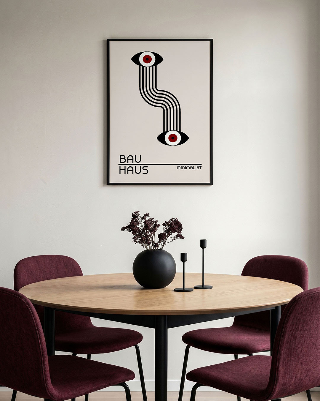 Lijnen en ogen – staande Bauhaus poster voor aan de muur