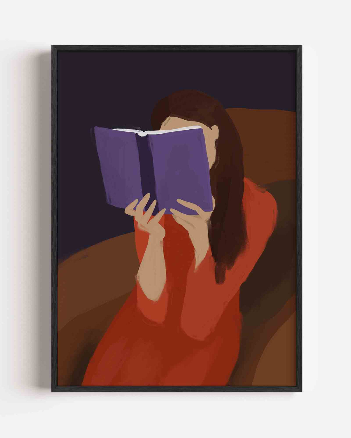 Lezende vrouw – hedendaagse illustratie portret poster als wanddecoratie