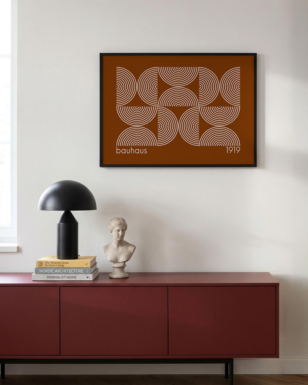 Cirkelritme en lijnen – moderne Bauhaus wandkunst als poster