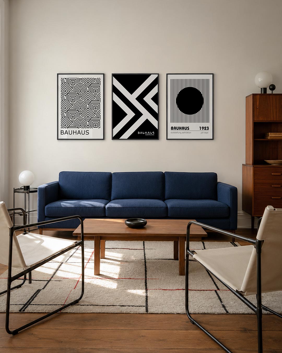 Lijnen en patronen driedelige posterset – deze posterset in drie delen toont een dynamisch lijnenspel met cirkels en