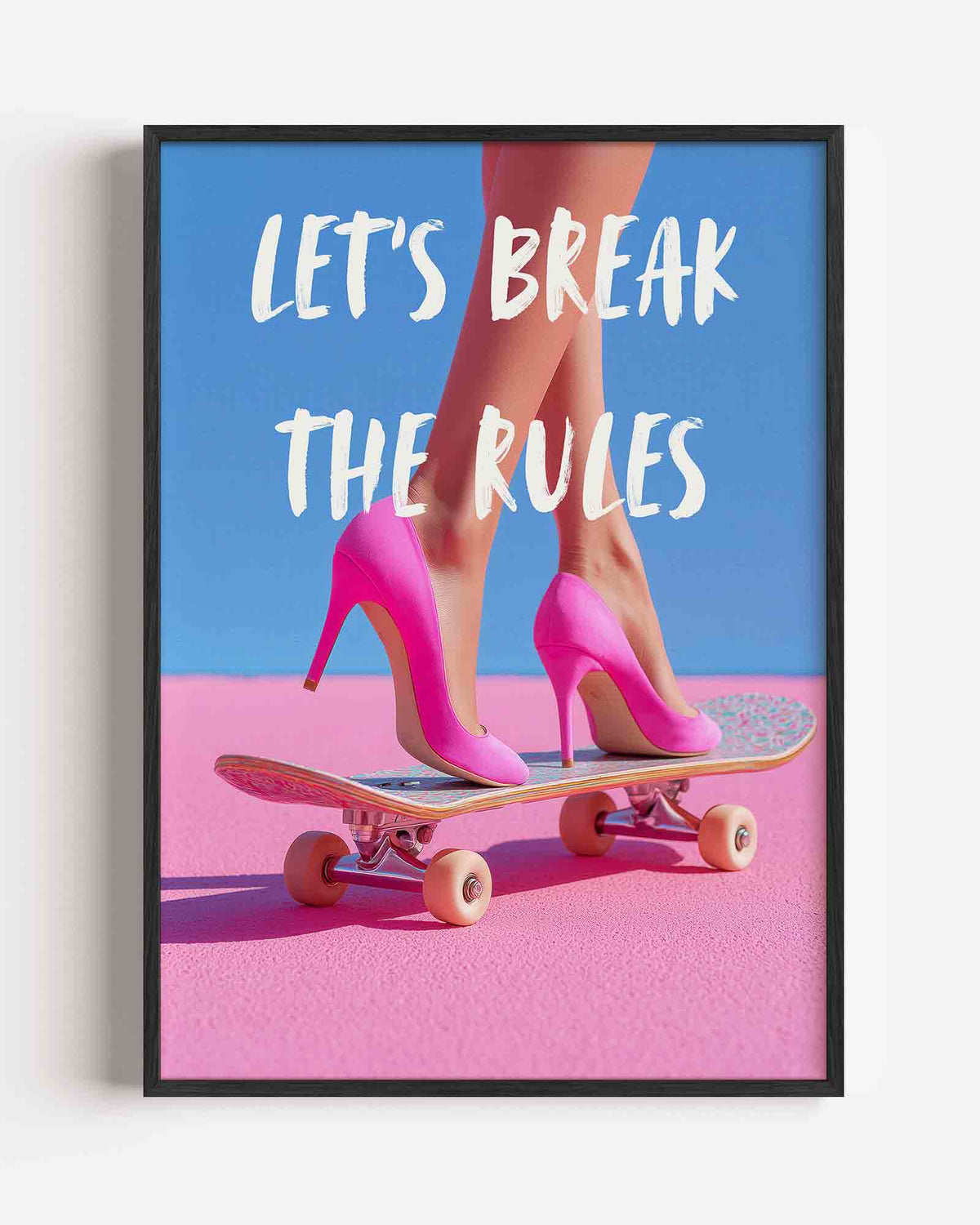 Skateboard en hakken – Pop Art portret poster als wanddecoratie