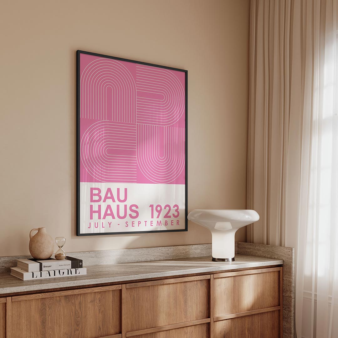 Lijnen en vlakkenspel – geometrische Bauhaus poster in staand formaat