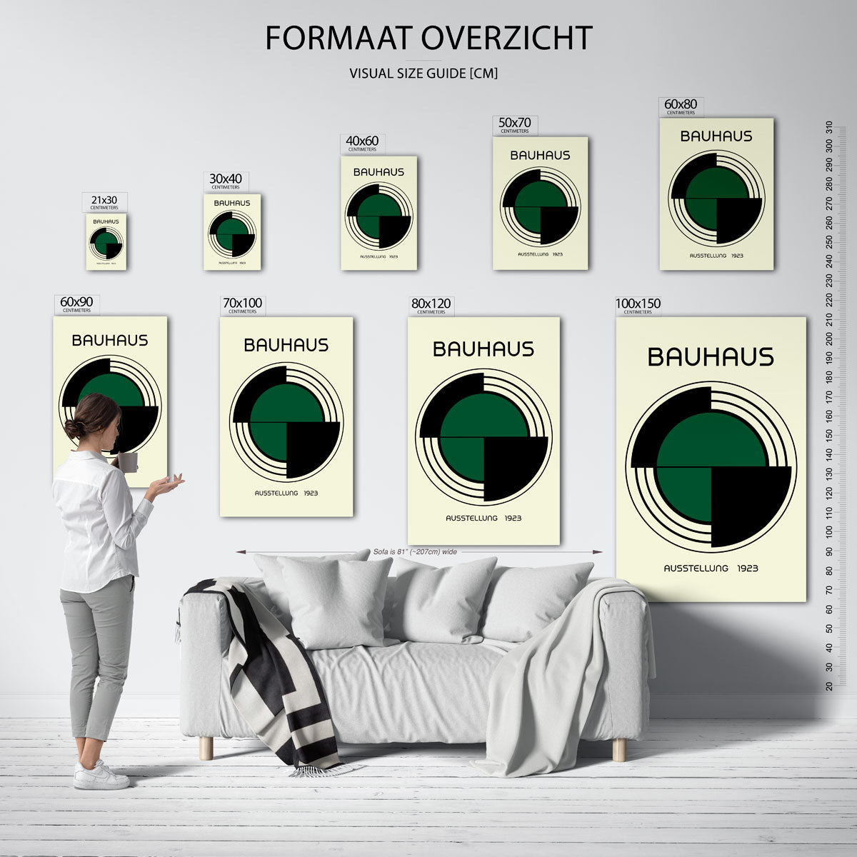 Cirkel en lijnen – geometrische poster in Bauhaus-stijl van WallArtistic