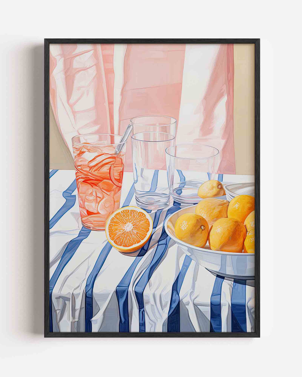 Citrus en glazen – kleurrijke illustratie portret poster als wanddecoratie