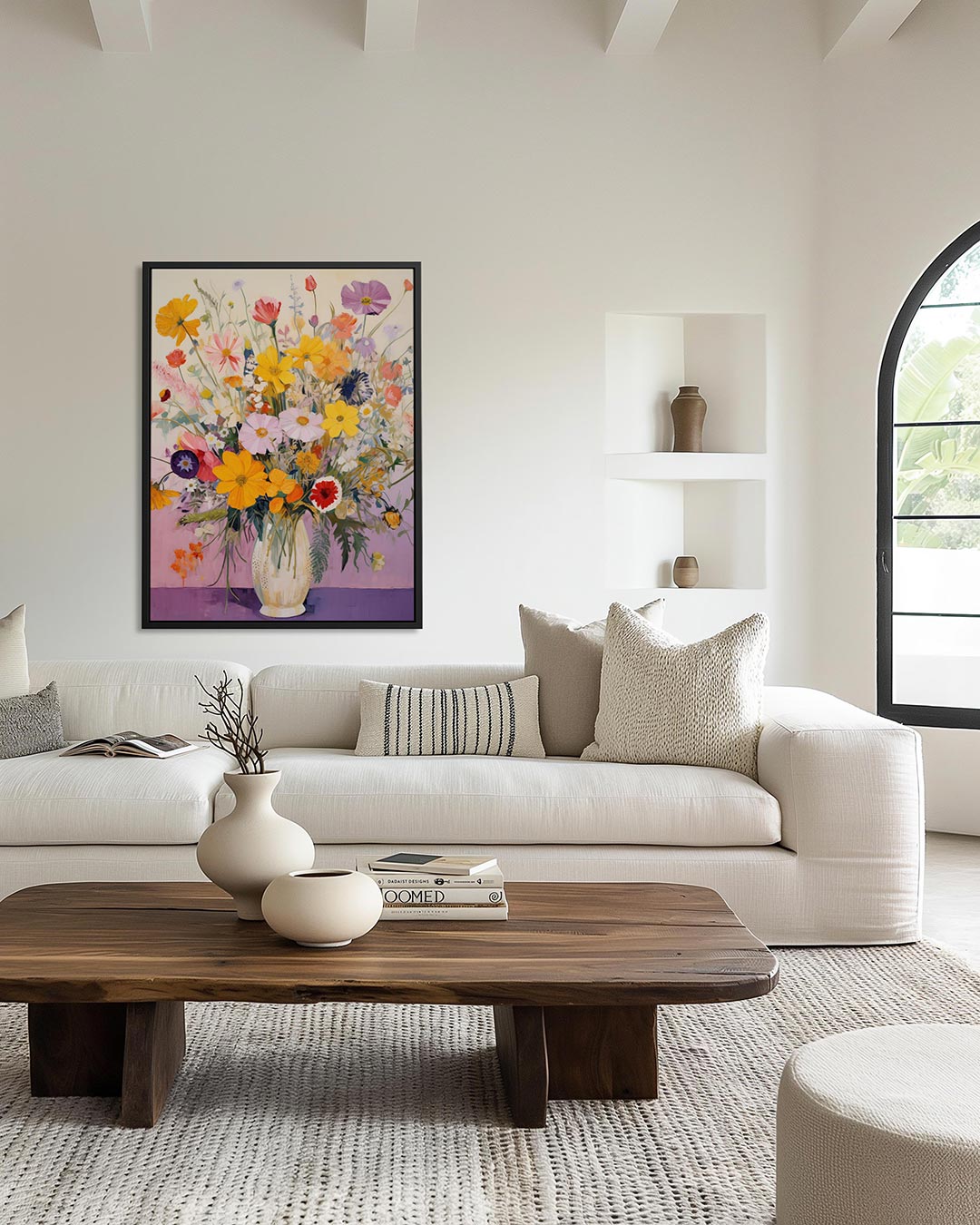 Bloemen in vaas – moderne staande wandkunst