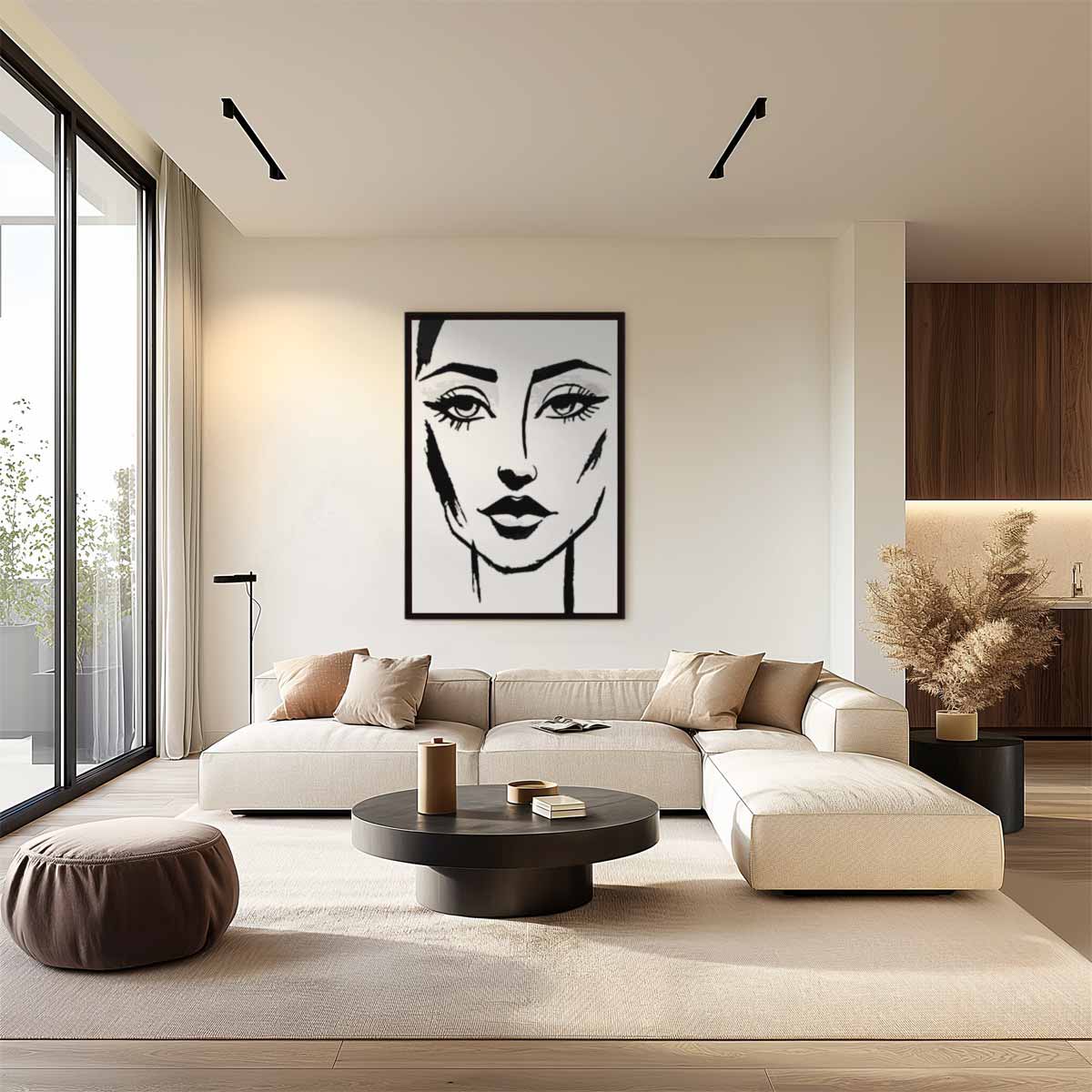 Minimalistisch Gezichtsportret – plexiglas wanddecoratie in portret formaat