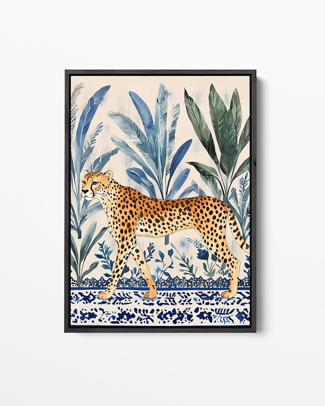 Luipaard en bladeren – staand wanddecoratie kunstwerk