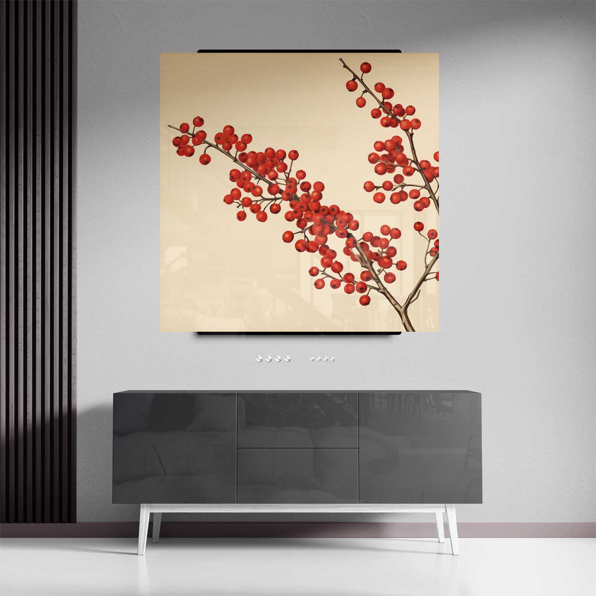 Winterse Bessenpracht – canvas kunstwerk als wanddecoratie