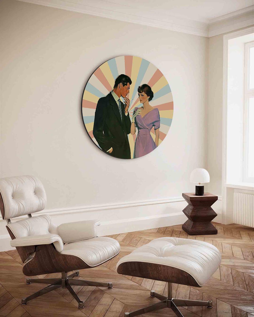 Stijlvol paar – ronde Pop Art wanddecoratie van WallArtistic