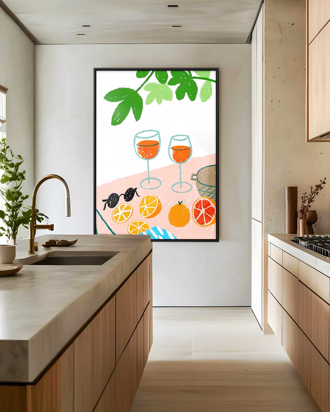 Zonnig Terras Moment – staand kunstwerk voor modern interieur