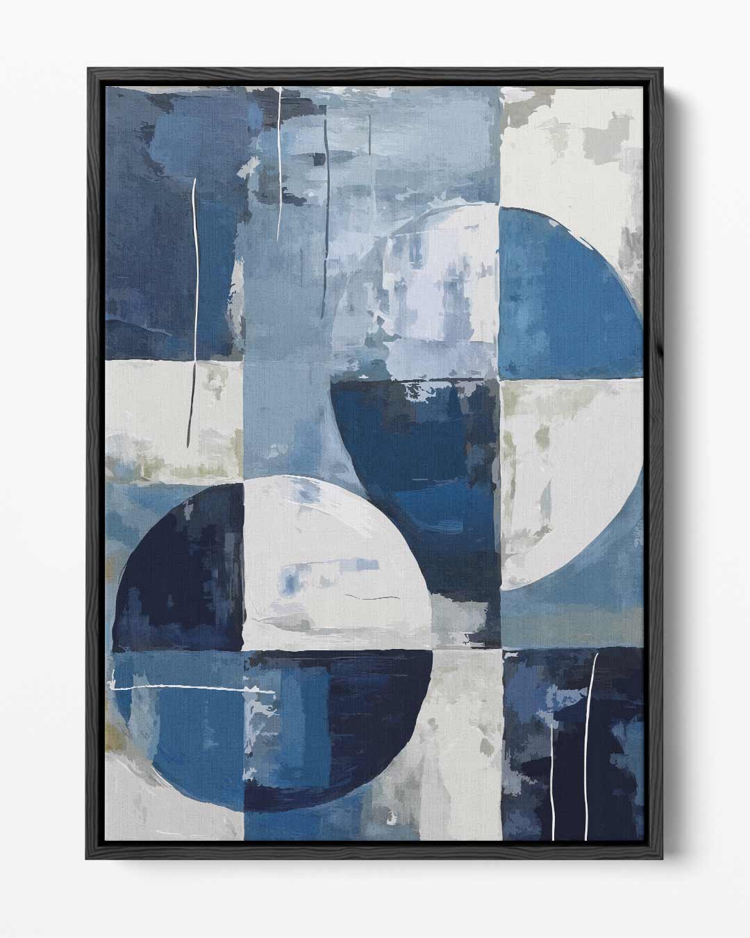 Abstract Geometrisch Blauw – portret kunstwerk als wanddecoratie