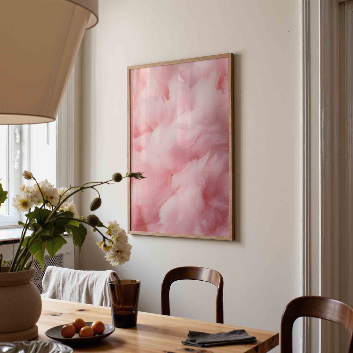 Roze pluizige textuur – kunst en design poster in portret formaat