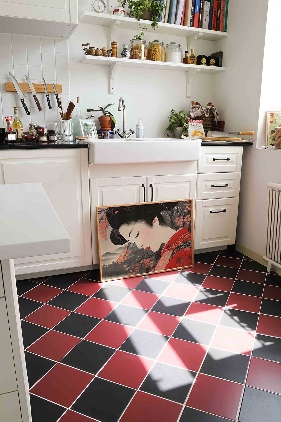 Vrouw in kimono – culinaire wandkunst als landscape poster