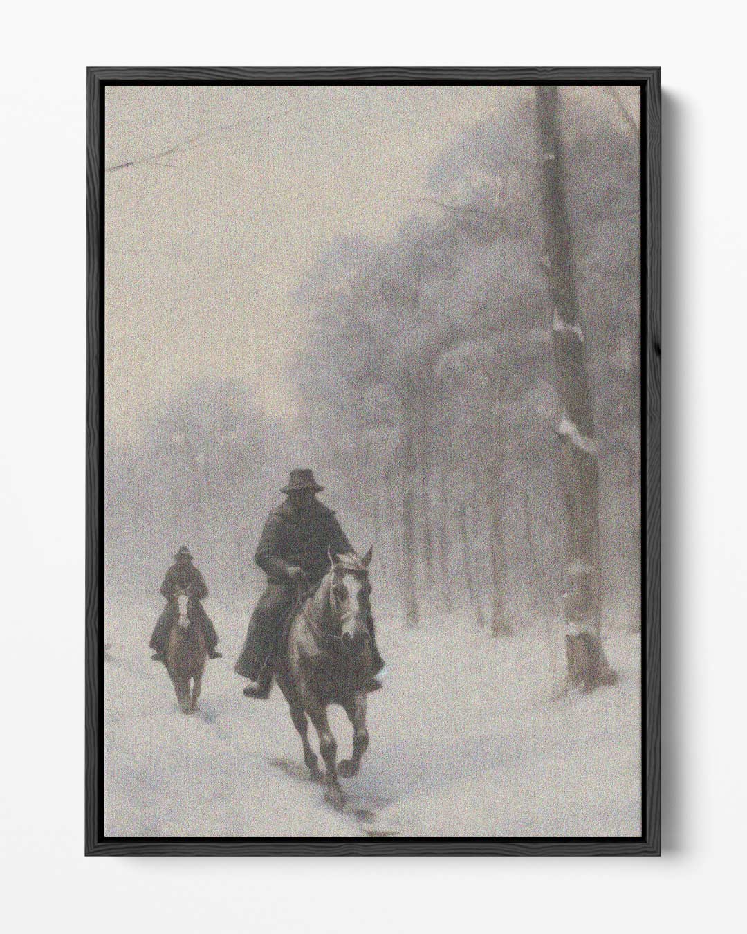 Winterse Ruiters in het Bos – portret kunstwerk als wanddecoratie