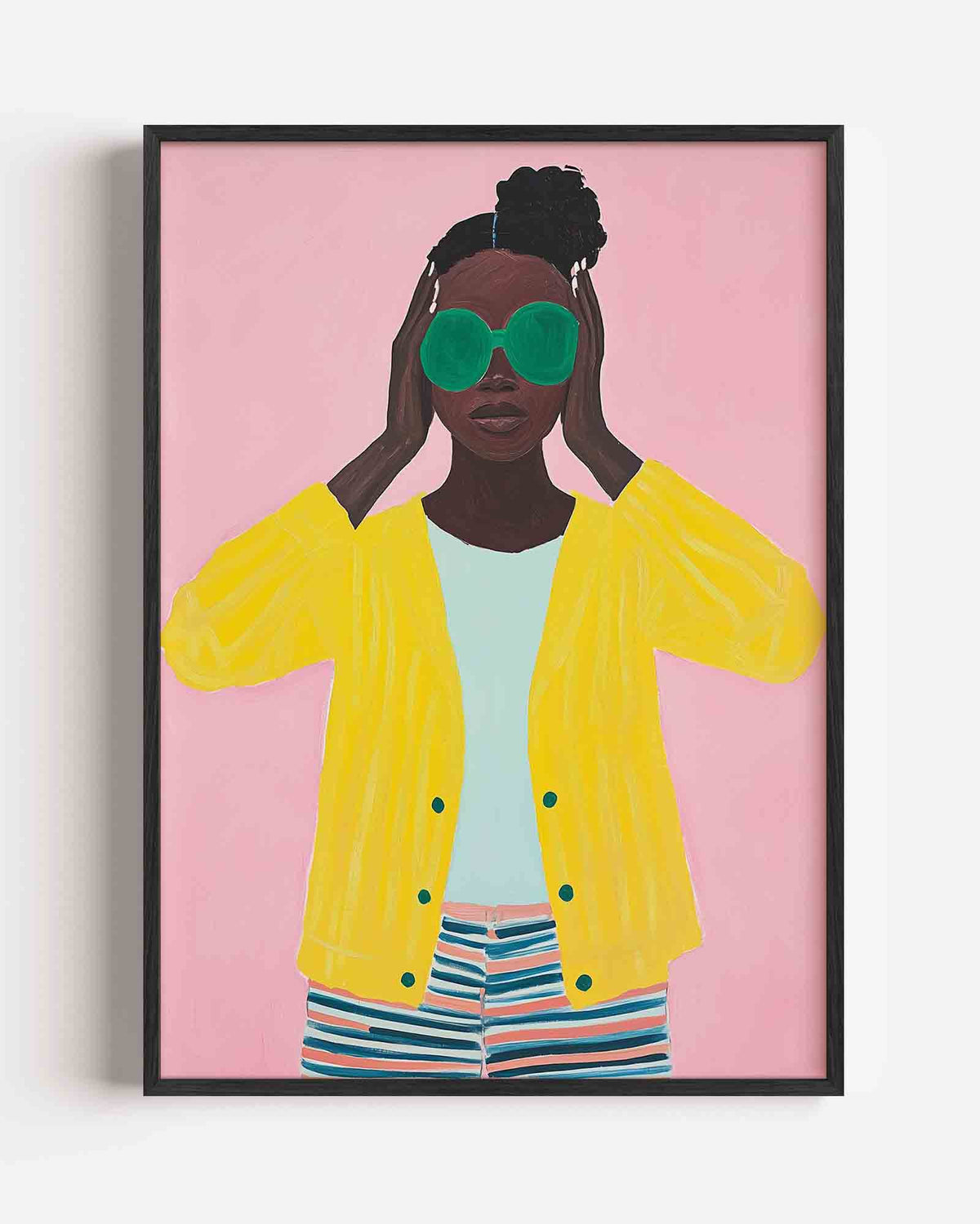 Vrouw met groene bril – moderne portret poster als wanddecoratie