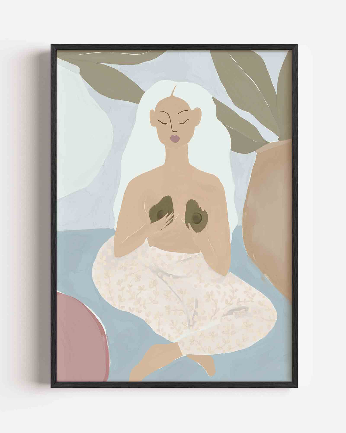 Vrouw met avocado's – hedendaagse illustratie portret poster als wanddecoratie