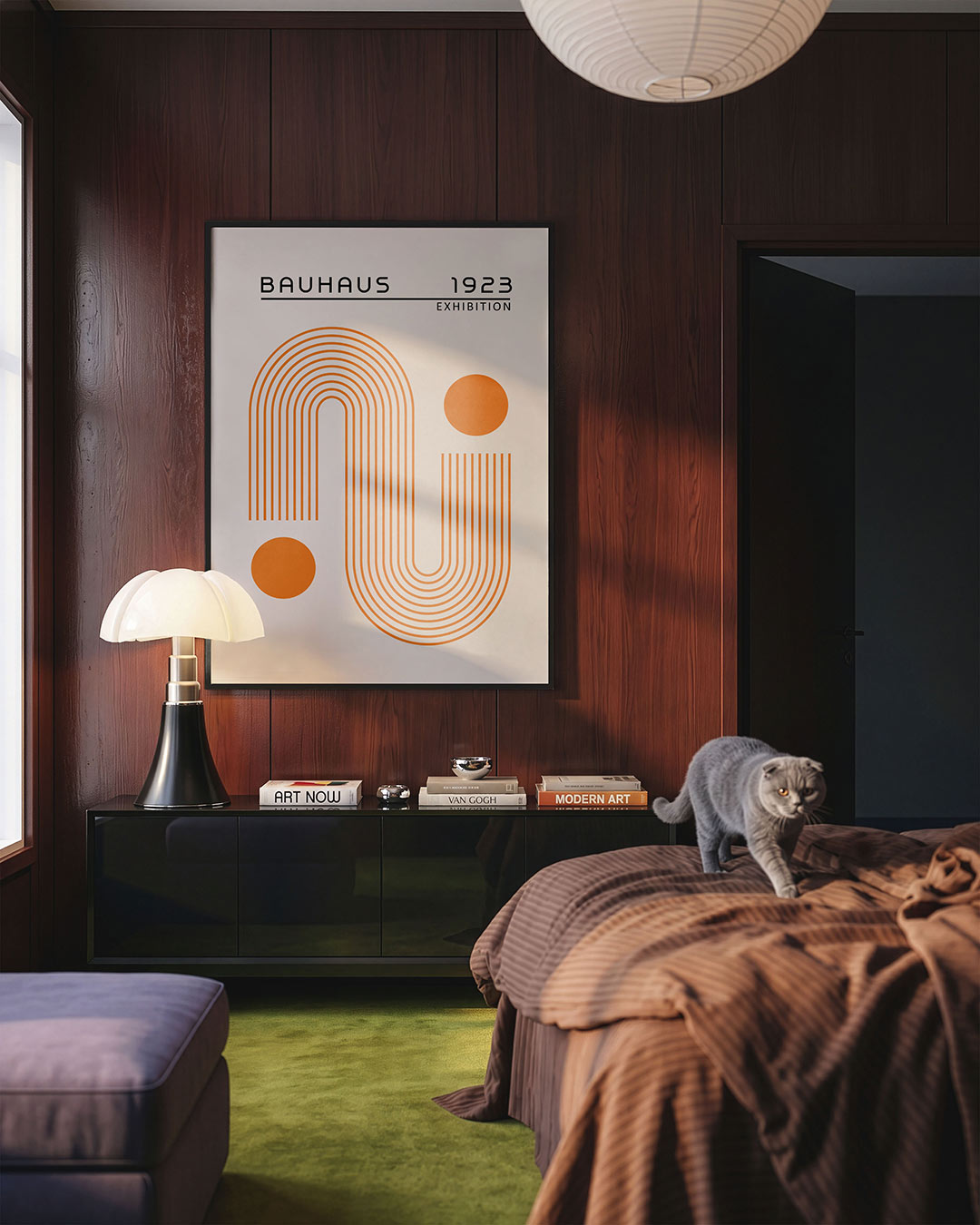 Lijnen en cirkels – geometrische Bauhaus poster in staand formaat