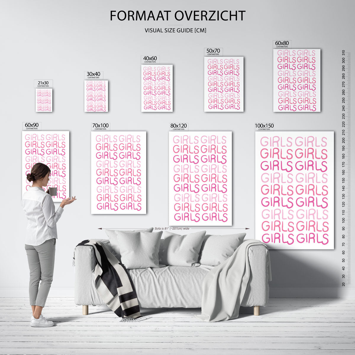 Meisjes herhaling – staande muurposter in Pop Art stijl