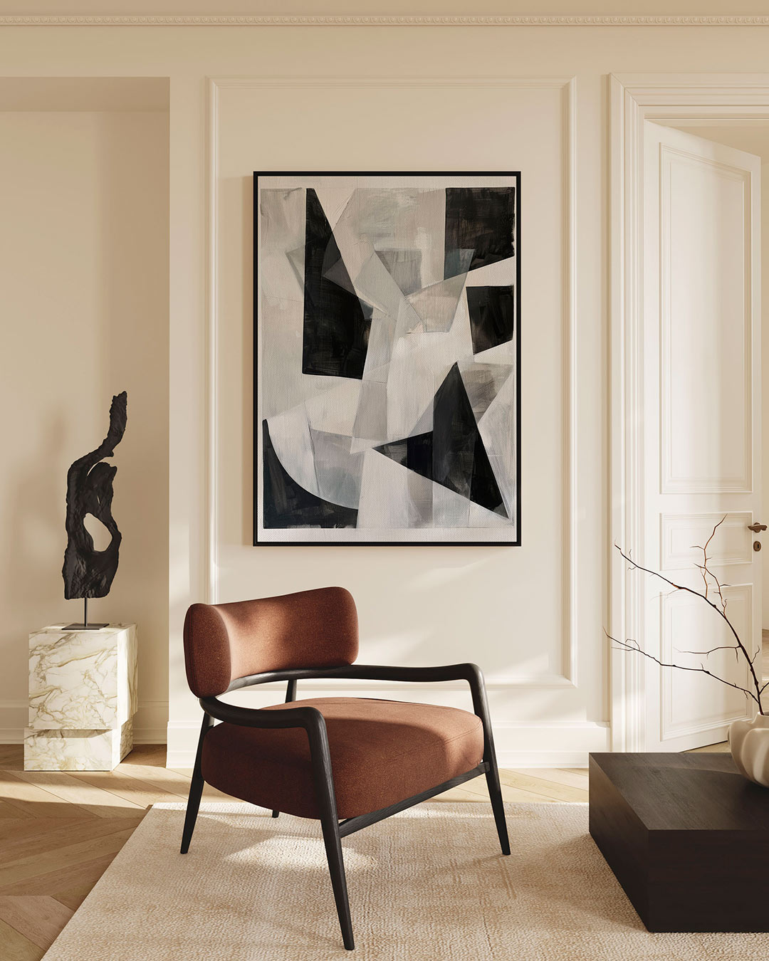 Geometrische vormen – staand wanddecoratie kunstwerk