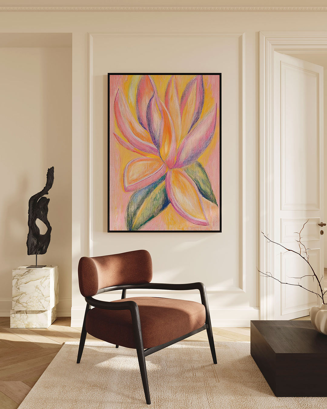 Vrolijke bloemvormen – staande wanddecoratie