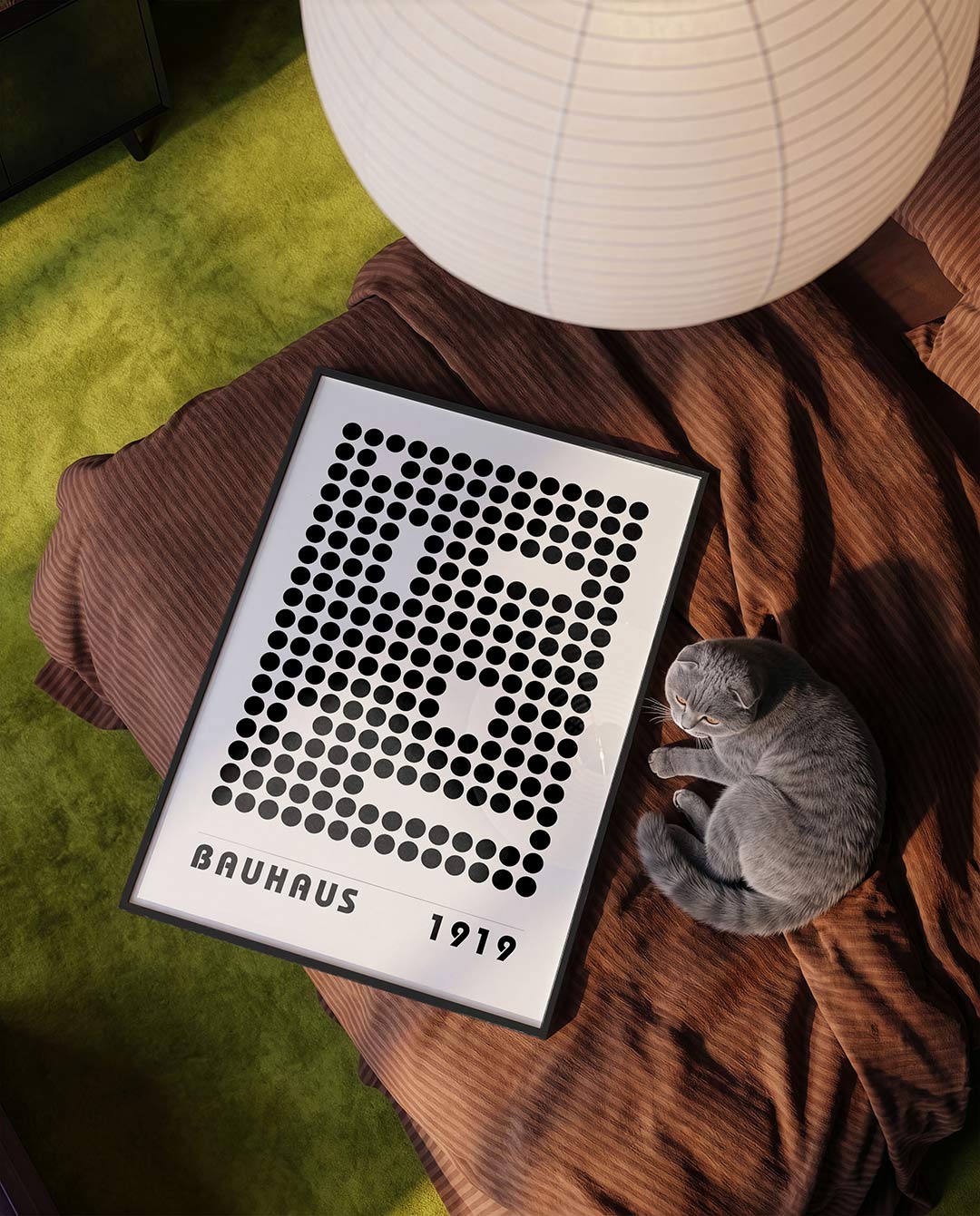Cirkelpatroon en tekst – moderne Bauhaus wandkunst als poster