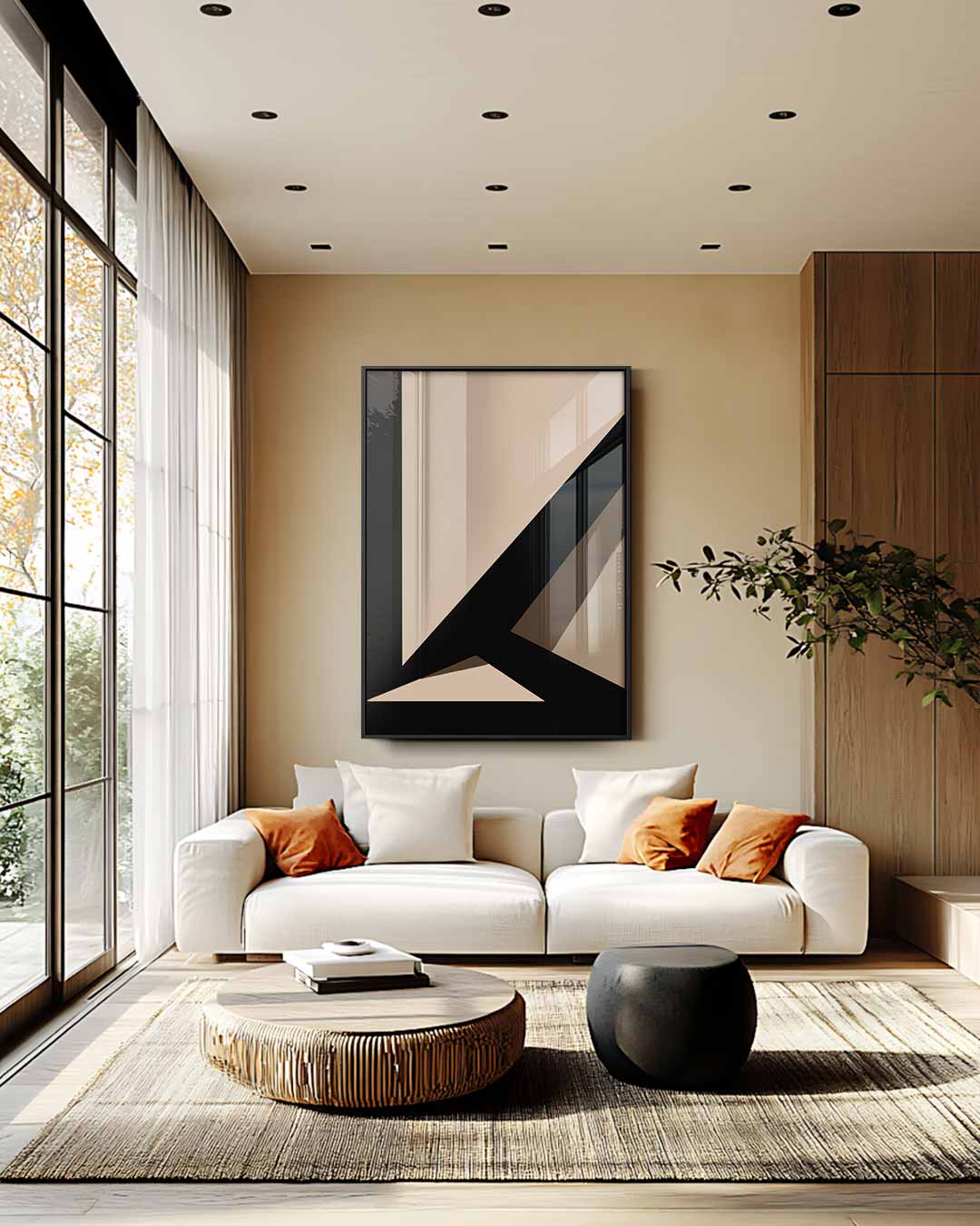 Abstract Geometrisch Schouwspel – staande wandkunst voor woonkamer of interieur