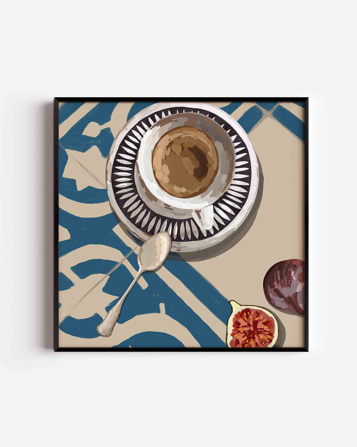 Koffiekop en vijgen – keuken vierkante poster als wanddecoratie