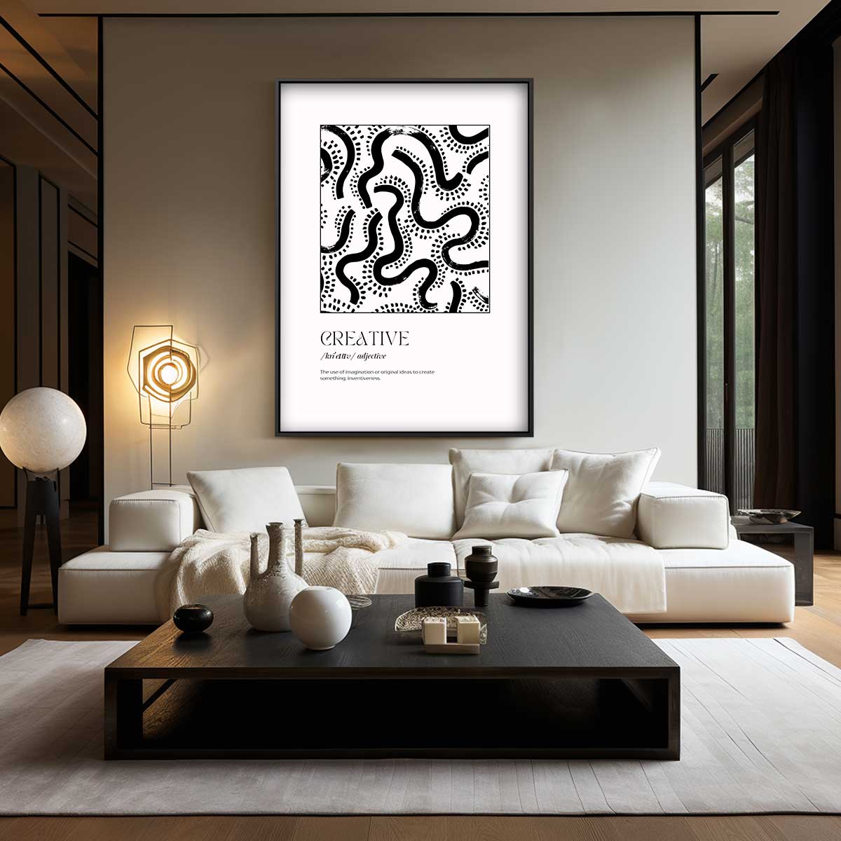Creatieve Invloeden – kunstwerk met zwarte baklijst