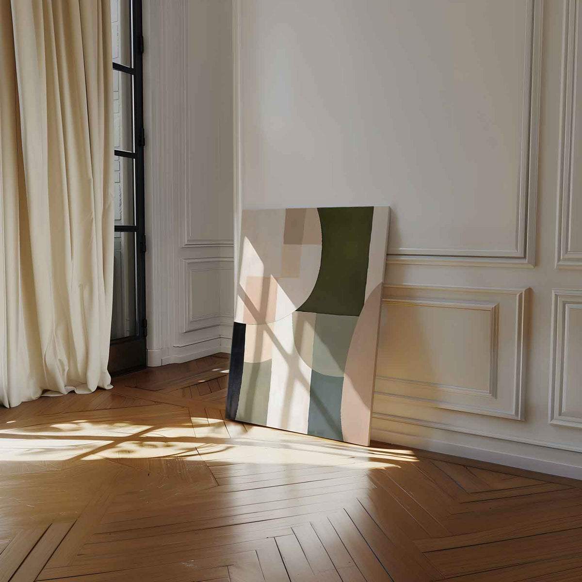 Harmonische Abstractie in Aardetinten – portret kunstwerk als wanddecoratie, afbeelding 14