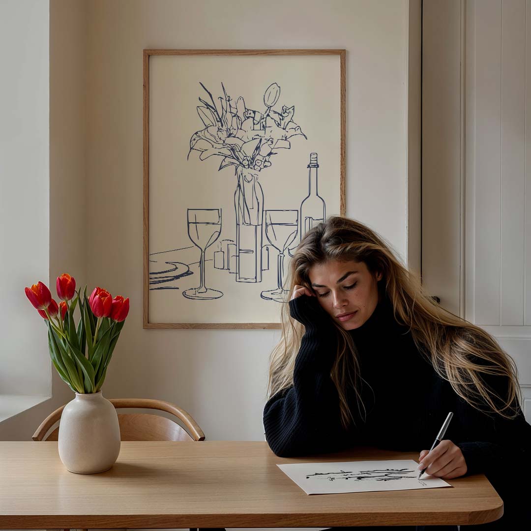 Elegante Bloemstilleven – culinaire wandkunst als portret poster