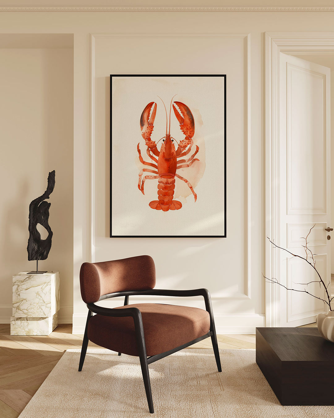 Rode kreeft illustratie – staand wanddecoratie kunstwerk