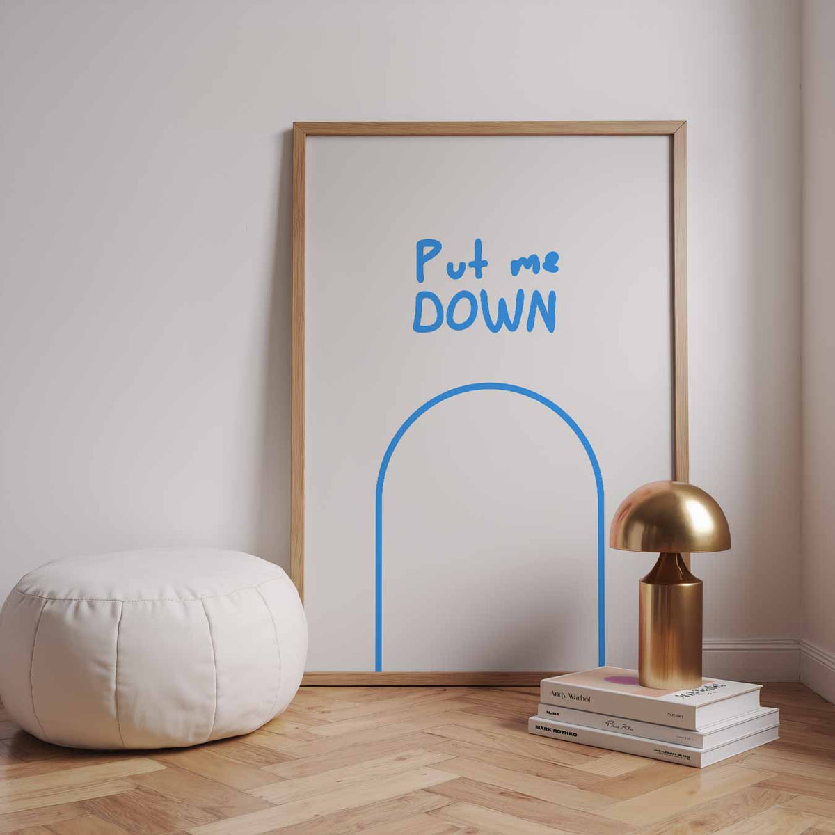 Motiverende Blauwe – staande muurposter met quote