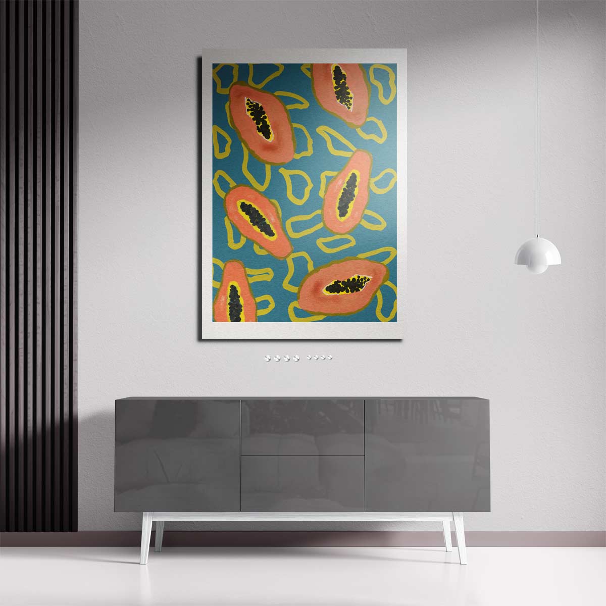 Tropische Papaya Print – staande wandkunst voor woonkamer of interieur