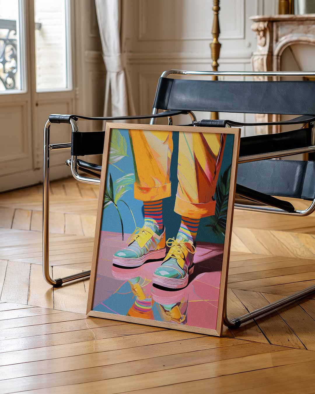 Vrolijke Sneaker Vibes – urban poster in staand formaat