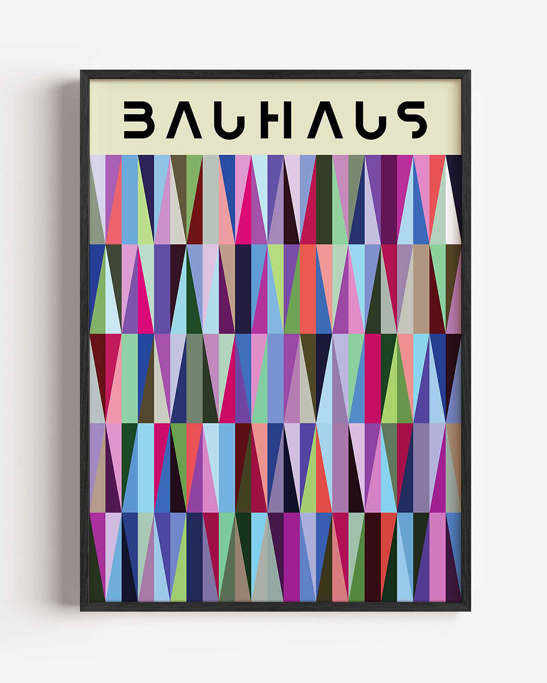 Vormritme en kleur – staande Bauhaus poster als wanddecoratie